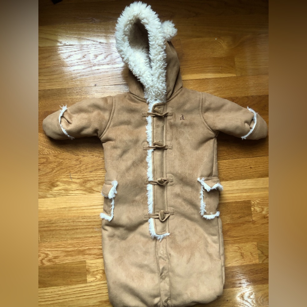 Baby Gap faux suede bunting snowsuit. Two options for the legs.